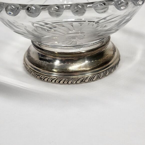 Imperial Candlewick Floral Glass Bowl w/Sterling Silver Base Rim Vintage - Picture 5 of 11